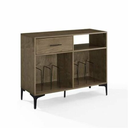 KD GABINETES Record Storage Media Console Table, Walnut KD3047736